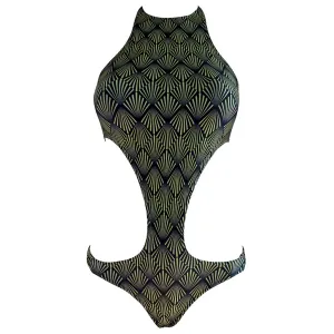 Cia Maritima Deco Print Monokini  - Navy & Yellow