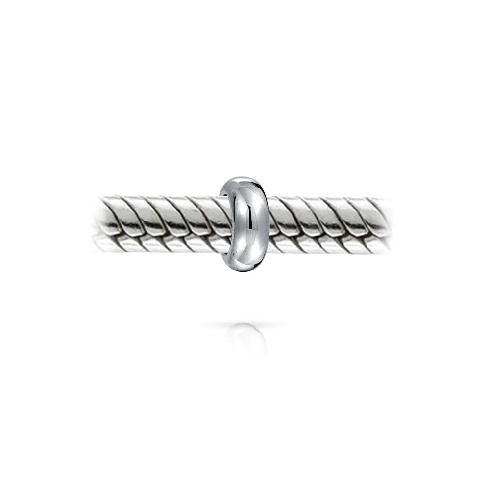 Clasp Spacer Charm Black Rubber Stopper Bead, Sterling Silver for European Bracelet