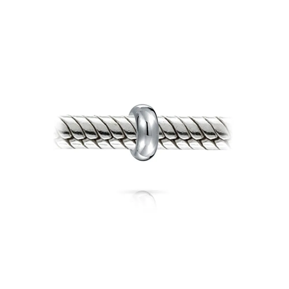 Clasp Spacer Charm Black Rubber Stopper Bead, Sterling Silver for European Bracelet