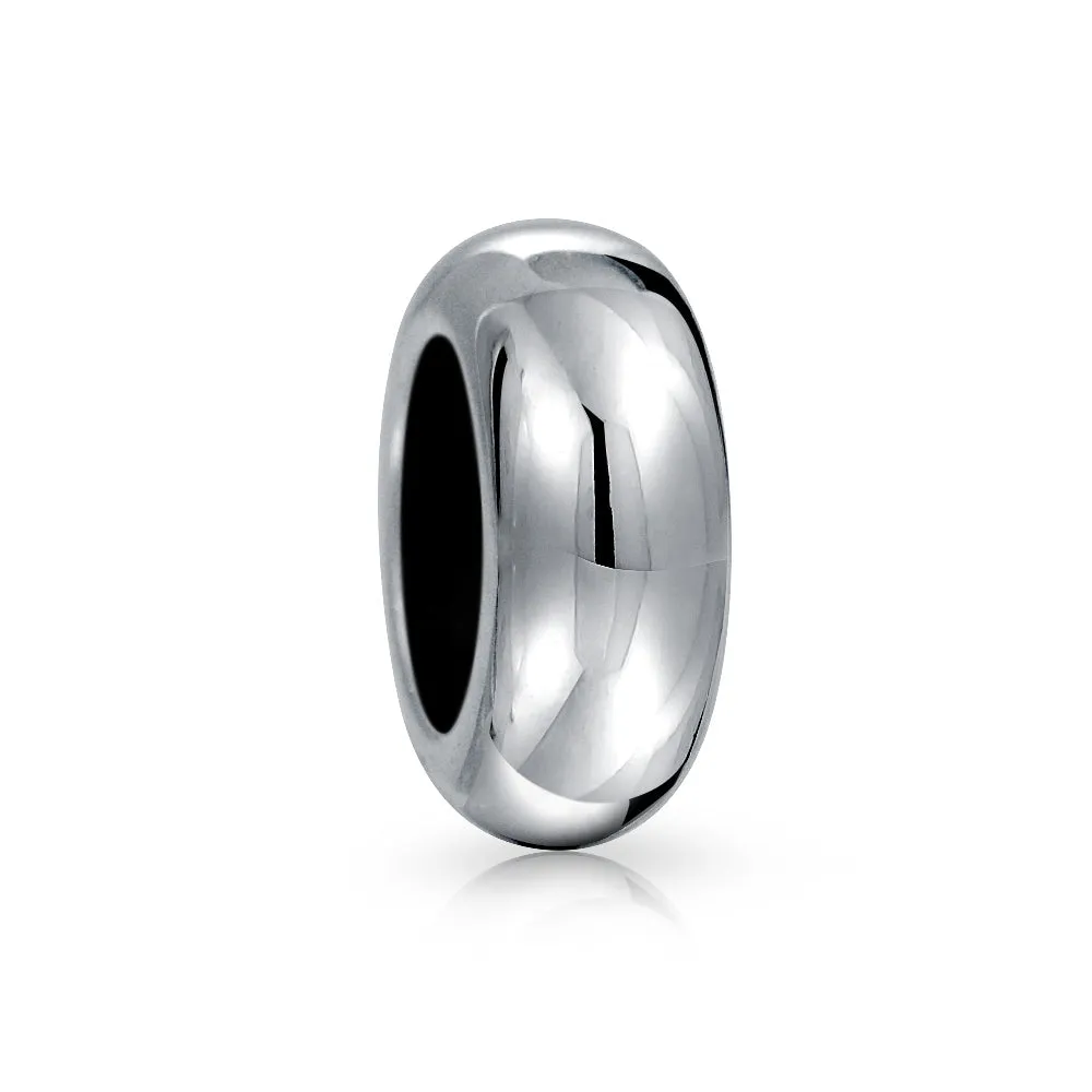 Clasp Spacer Charm Black Rubber Stopper Bead, Sterling Silver for European Bracelet