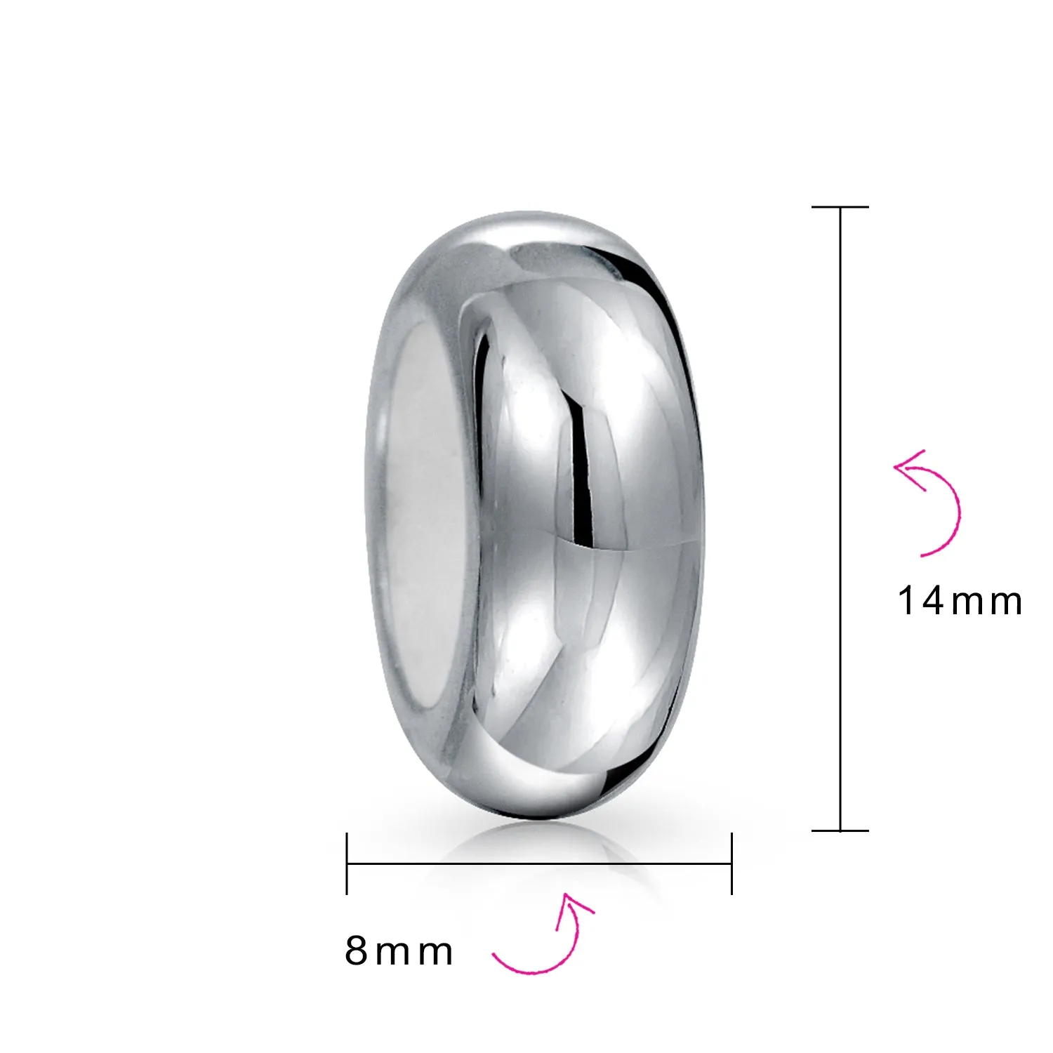 Clasp Spacer Charm Black Rubber Stopper Bead, Sterling Silver for European Bracelet