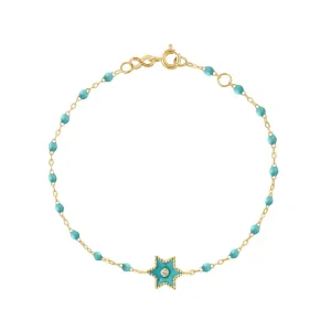 Classic Gigi Etoile diamond bracelet-18k Yellow Gold- Turquoise Green