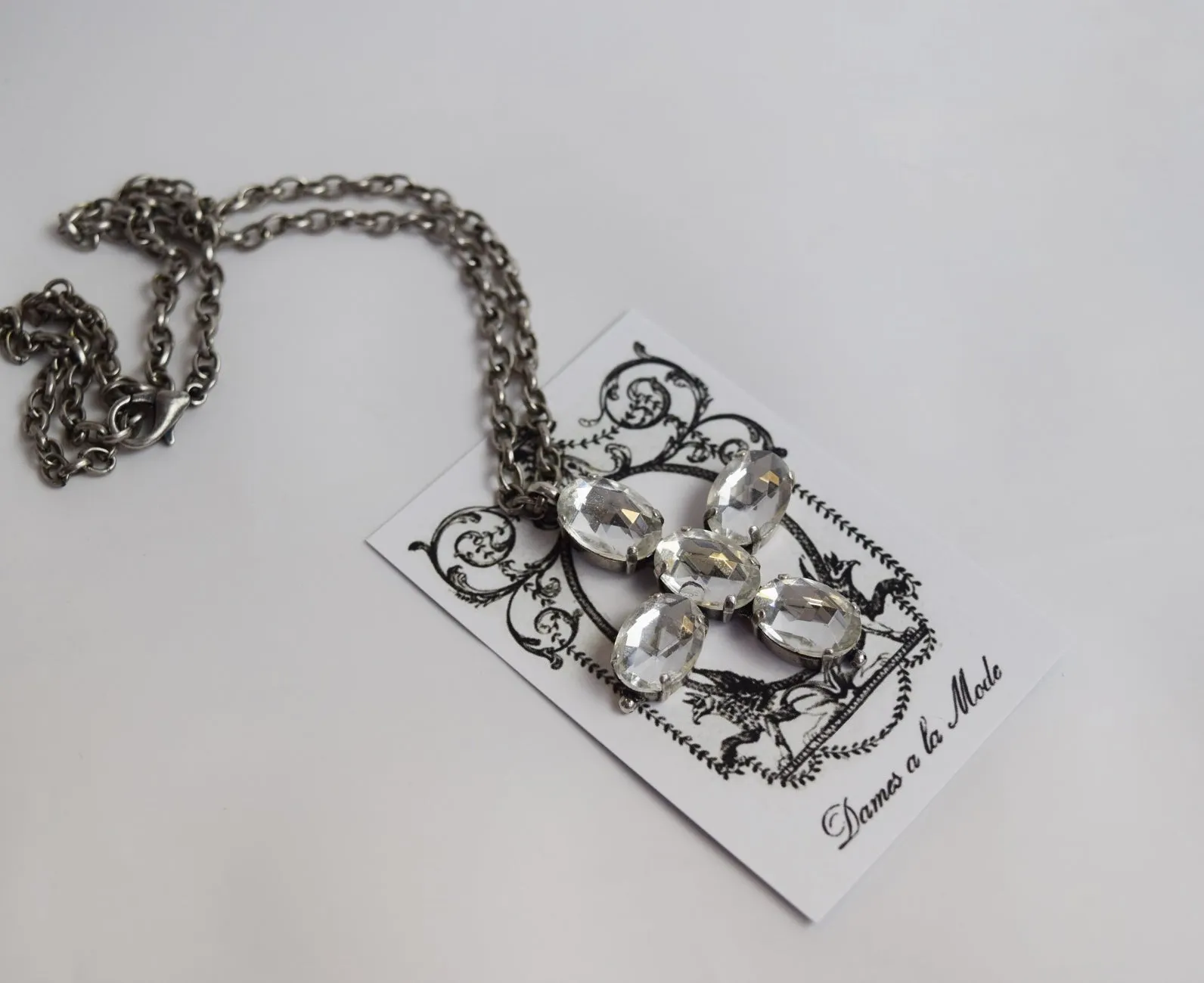 Clear Crystal Vauxhall Glass Cross Pendant or Necklace