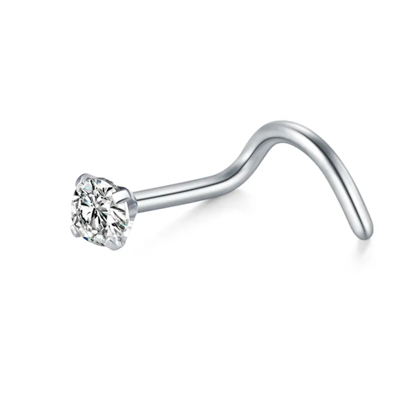 Colorful Bar Nose Screw Rings Diamond Nose Piercing 18g 20g 22g