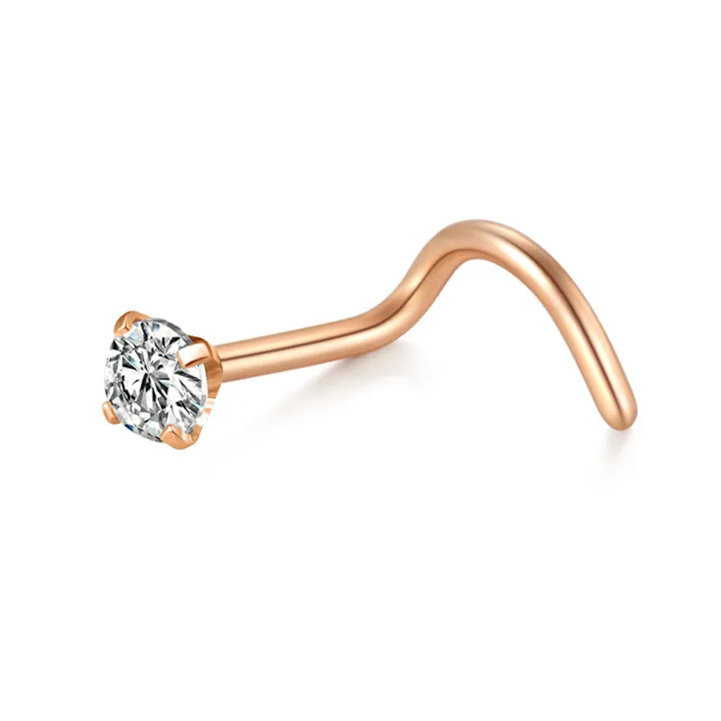 Colorful Bar Nose Screw Rings Diamond Nose Piercing 18g 20g 22g