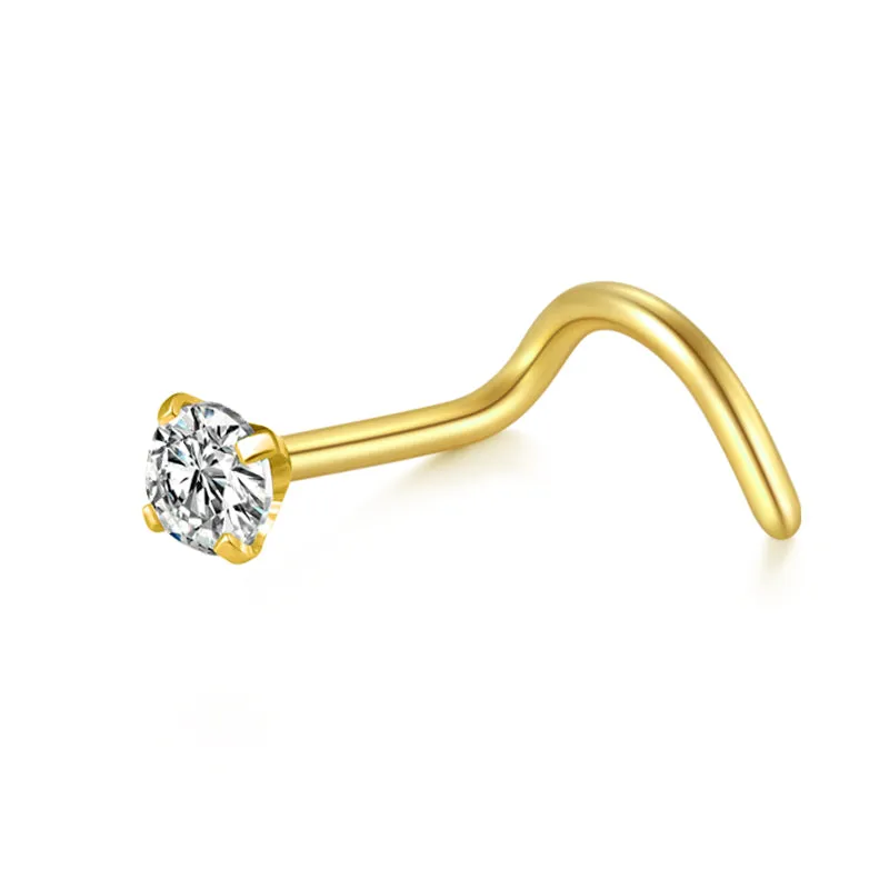 Colorful Bar Nose Screw Rings Diamond Nose Piercing 18g 20g 22g