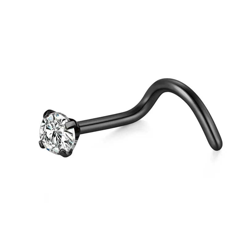 Colorful Bar Nose Screw Rings Diamond Nose Piercing 18g 20g 22g