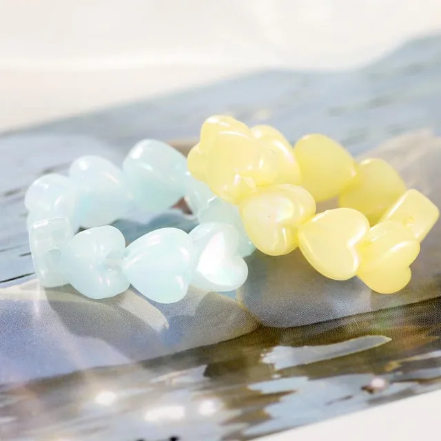 Colorful Heart Y2K Ring Set