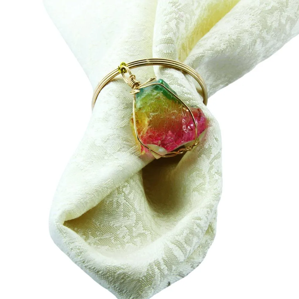 Colorful Natural Stone Napkin Rings (Set/8)