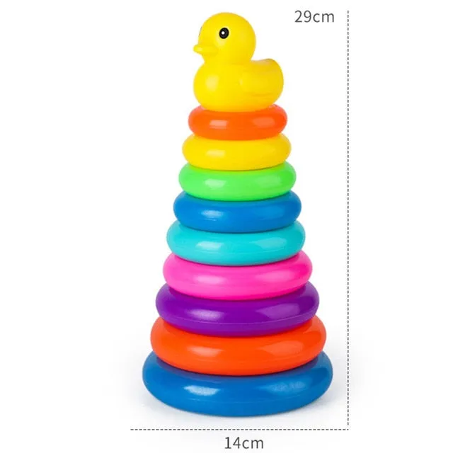 Colorful Rainbow Stacking Ring Tower Toy, Montessori Educational Baby Toy