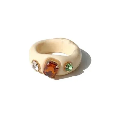 Colorful Rectangle Rhinestone Minimalist Geometry Rings