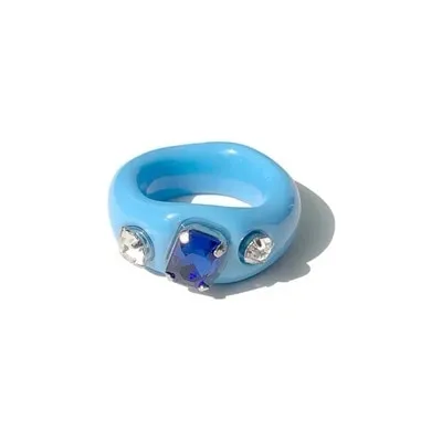 Colorful Rectangle Rhinestone Minimalist Geometry Rings