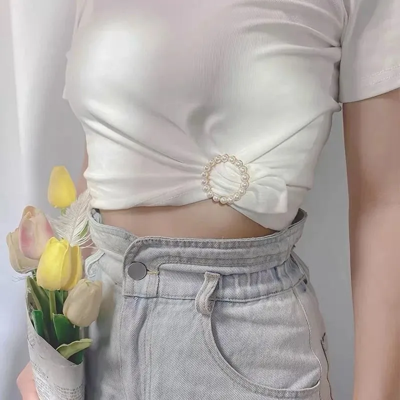 Creative Knot Buckles T-shirt Corner Knotting Artifact Waist Tighting Bottons