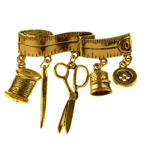 Creative Tailor Scissors Tape Brooches for Women