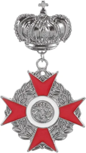 Crown Medal Badge Brooch Pins Retro Metal Cross Corsages Hijab Pin Queen Medal Charms Uniform Brooch Medal Scarf Pin for Men Costume Graduation Party