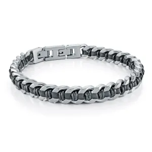 Curb Link & Leather Bracelet 8mm