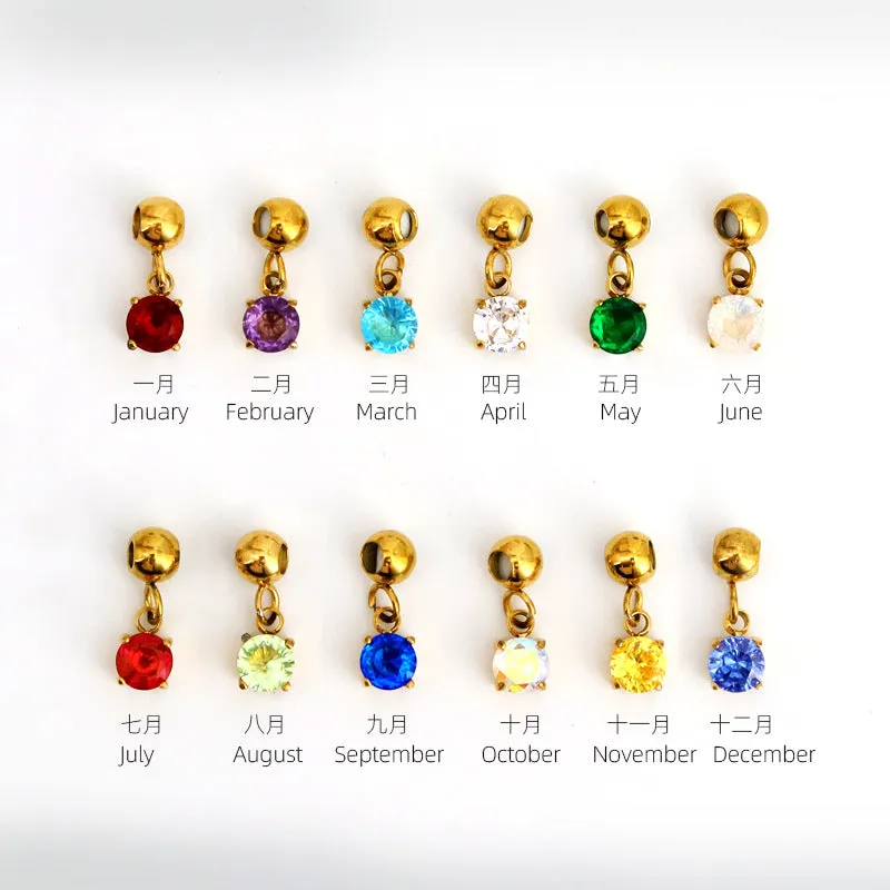 Custom Jewelry Charms 3D Pattern Birthstone Bracelet Letter Necklace