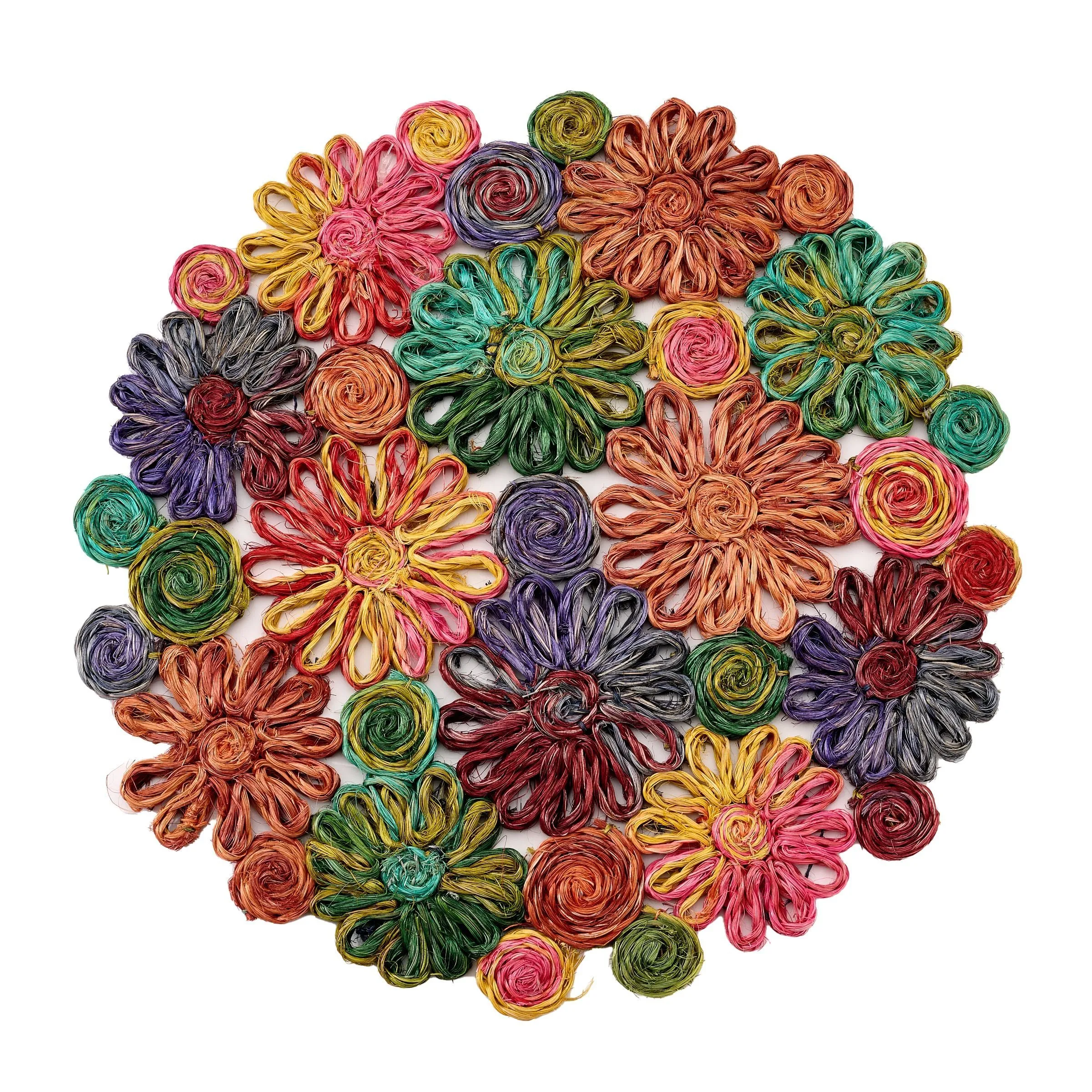 Deborah Rhodes  Patchwork Round Pink Combo Placemats - Set of 4
