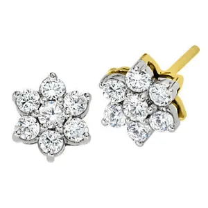 Diamond Flower Earrings .54CTW