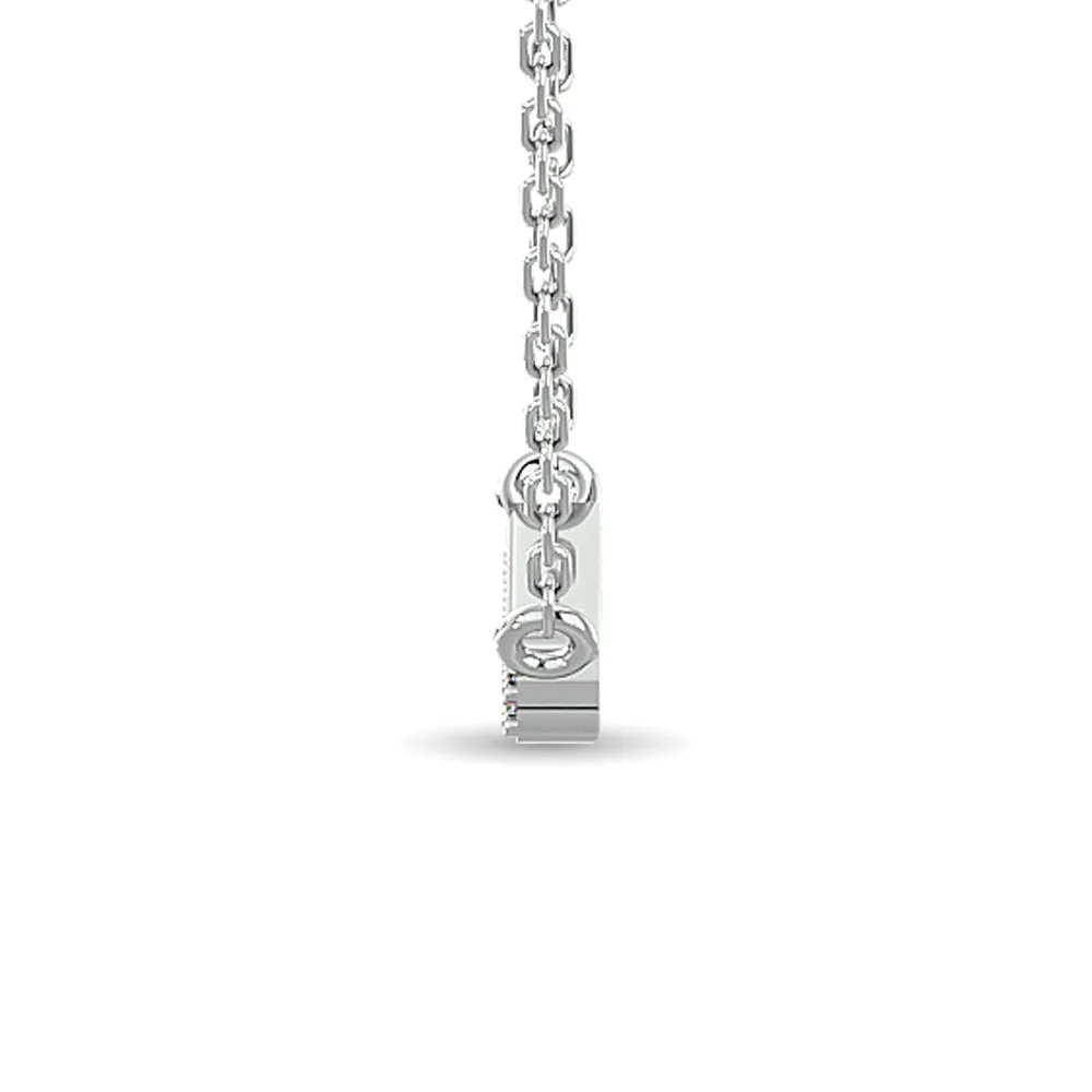 Diamond Round Cut Bar Fashion Necklace 1/6 ct tw in 10K White Gold
