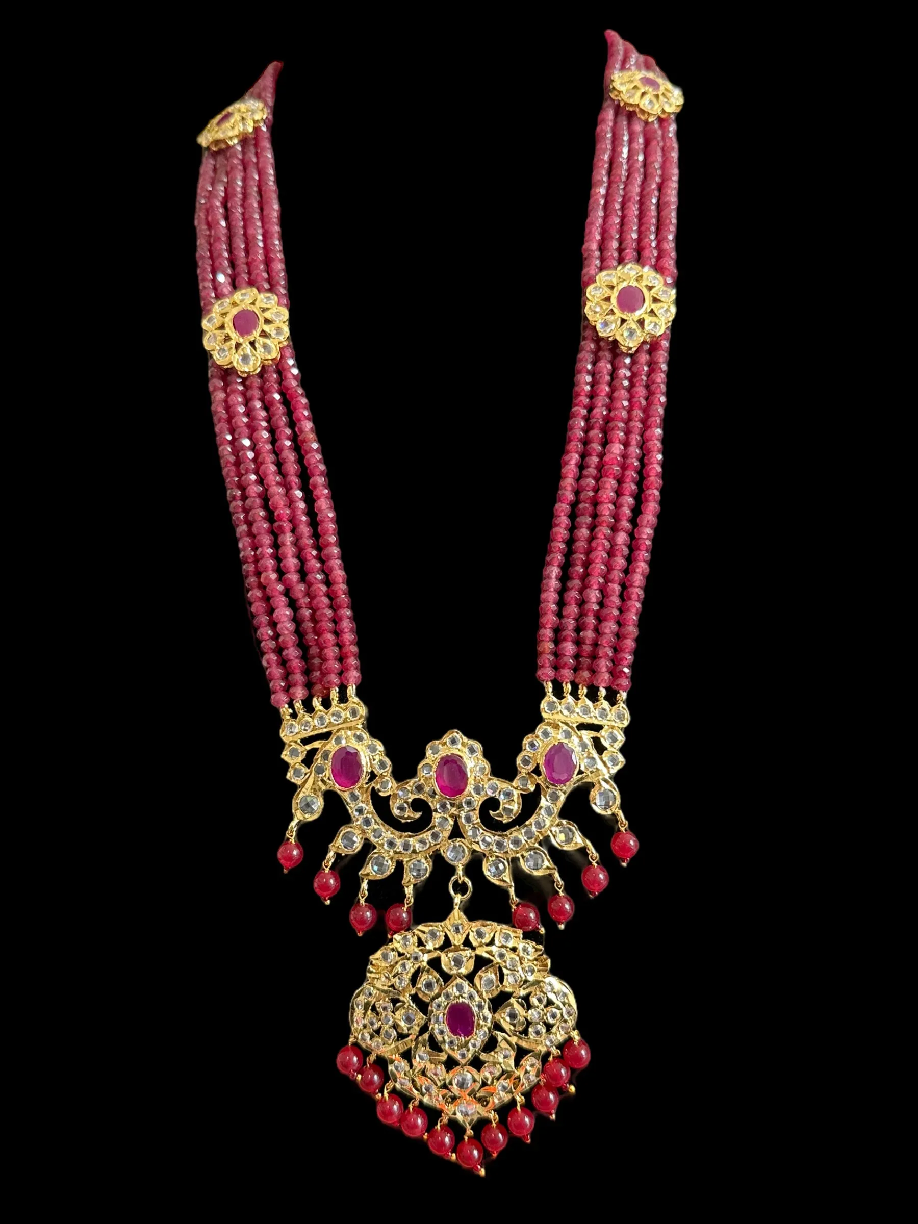 DLN31 gold plated Hyderabadi Rani haar in semi precious rubies ( READY TO SHIP )