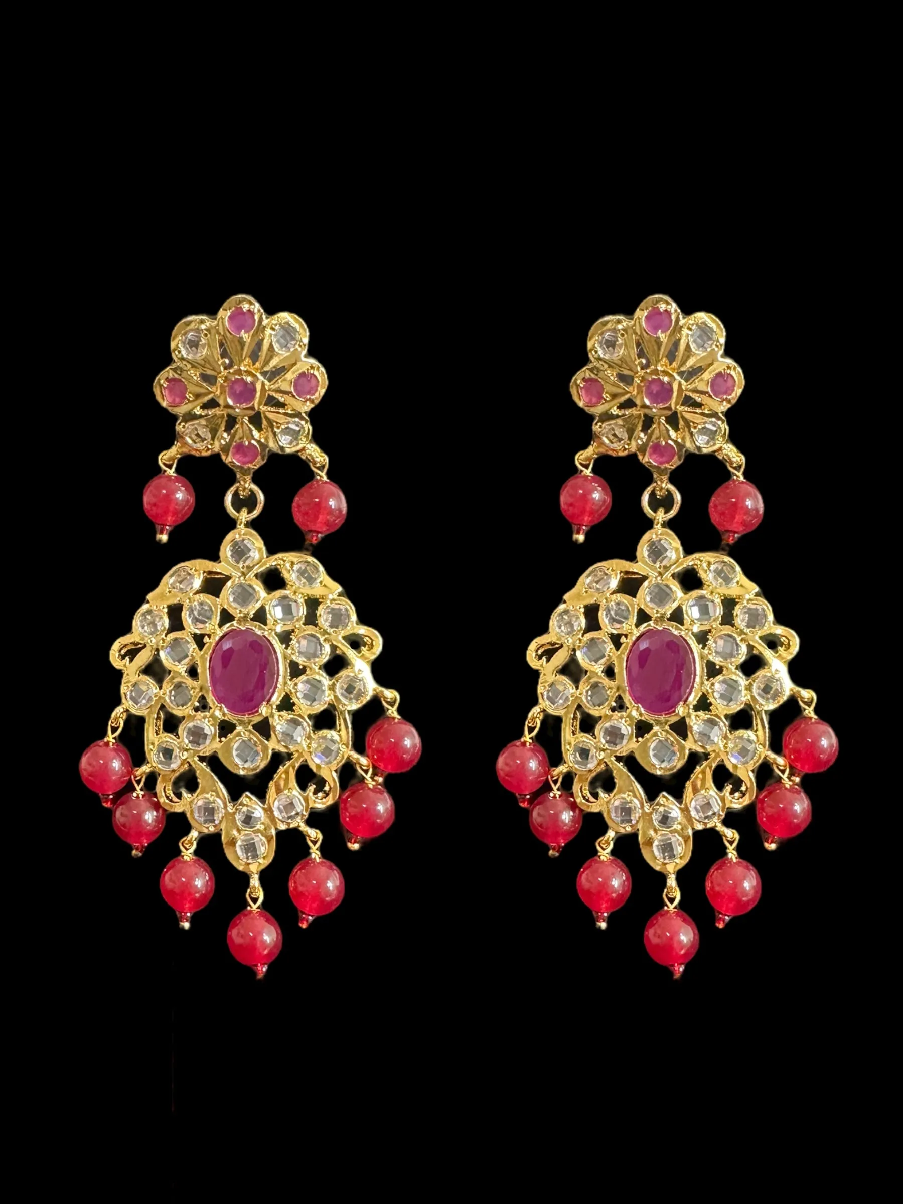 DLN31 gold plated Hyderabadi Rani haar in semi precious rubies ( READY TO SHIP )