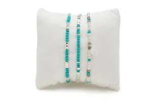 Drift 3 Layer Turquoise Silver Bracelet Stack