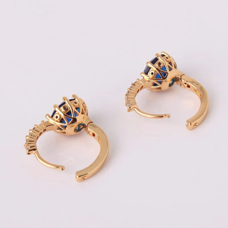 Earring Women 24K Yellow Gold Plated Hoop Earrings Zirconia Topaz Attractive Jewelry for Women Brinco Earings