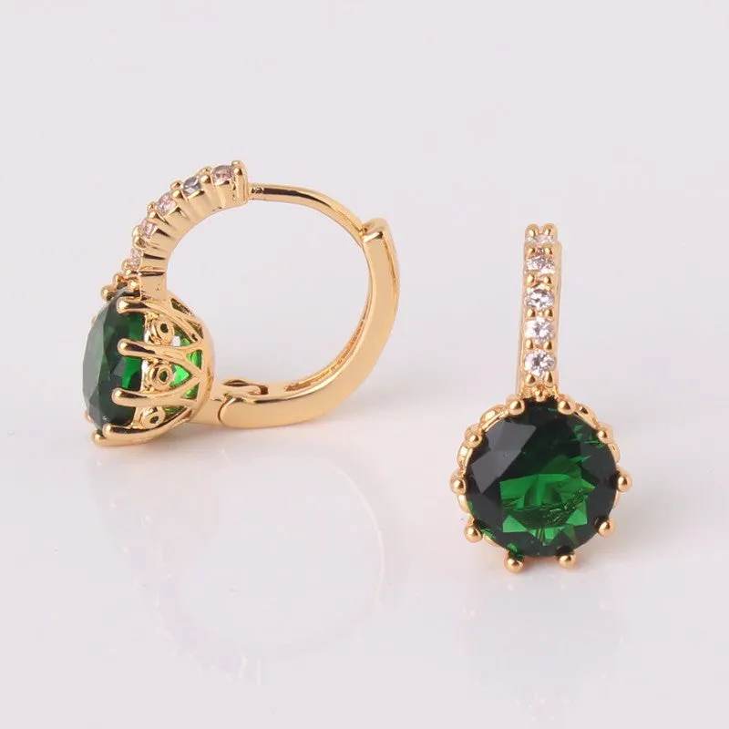 Earring Women 24K Yellow Gold Plated Hoop Earrings Zirconia Topaz Attractive Jewelry for Women Brinco Earings