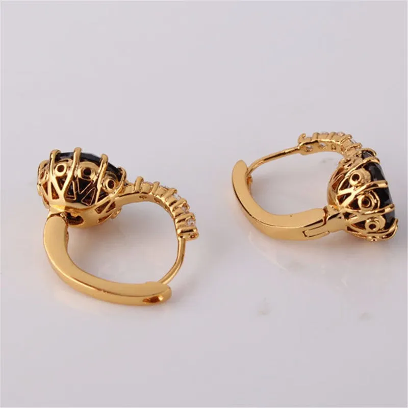 Earring Women 24K Yellow Gold Plated Hoop Earrings Zirconia Topaz Attractive Jewelry for Women Brinco Earings