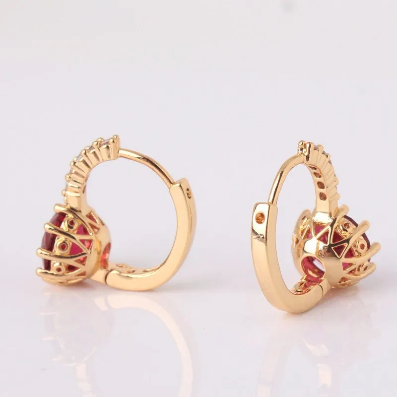 Earring Women 24K Yellow Gold Plated Hoop Earrings Zirconia Topaz Attractive Jewelry for Women Brinco Earings