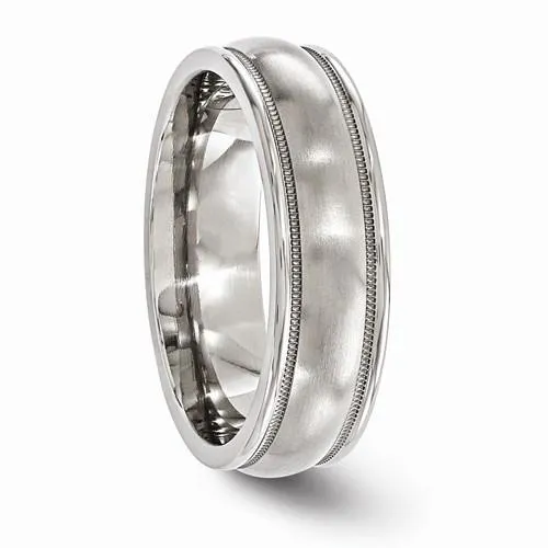 Edward Mirell Titanium Brushed & Polished Milgrain Band - 6mm
