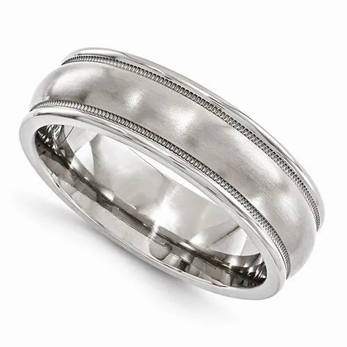 Edward Mirell Titanium Brushed & Polished Milgrain Band - 6mm
