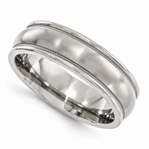 Edward Mirell Titanium Brushed & Polished Milgrain Band - 6mm