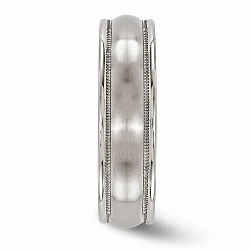 Edward Mirell Titanium Brushed & Polished Milgrain Band - 6mm