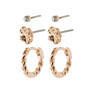 EMANUELLE earrings 3-in-1 set rosegold-plated