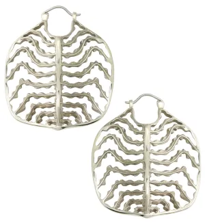 Emerald Ripple Peperomia Leaf White Brass Hangers / Earrings