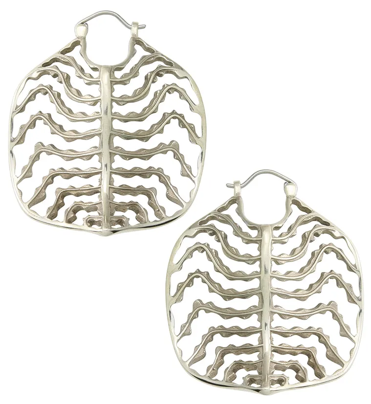 Emerald Ripple Peperomia Leaf White Brass Hangers / Earrings