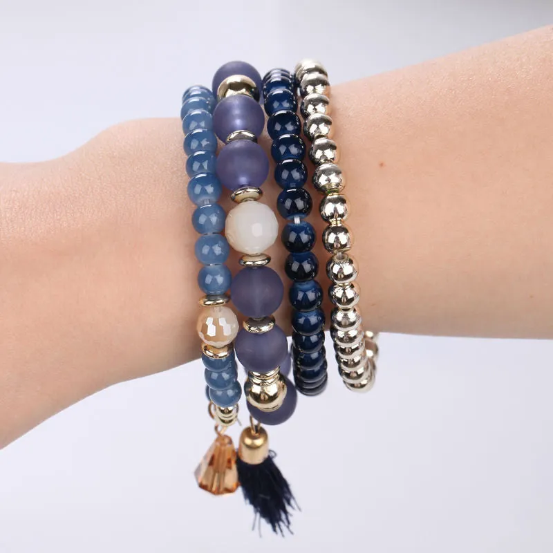 Fine Sterling Jewelry Bracelets & Bangles Pearl Bracelet For Women Multilayer Design Imitation Turquoise Bead Bracelets