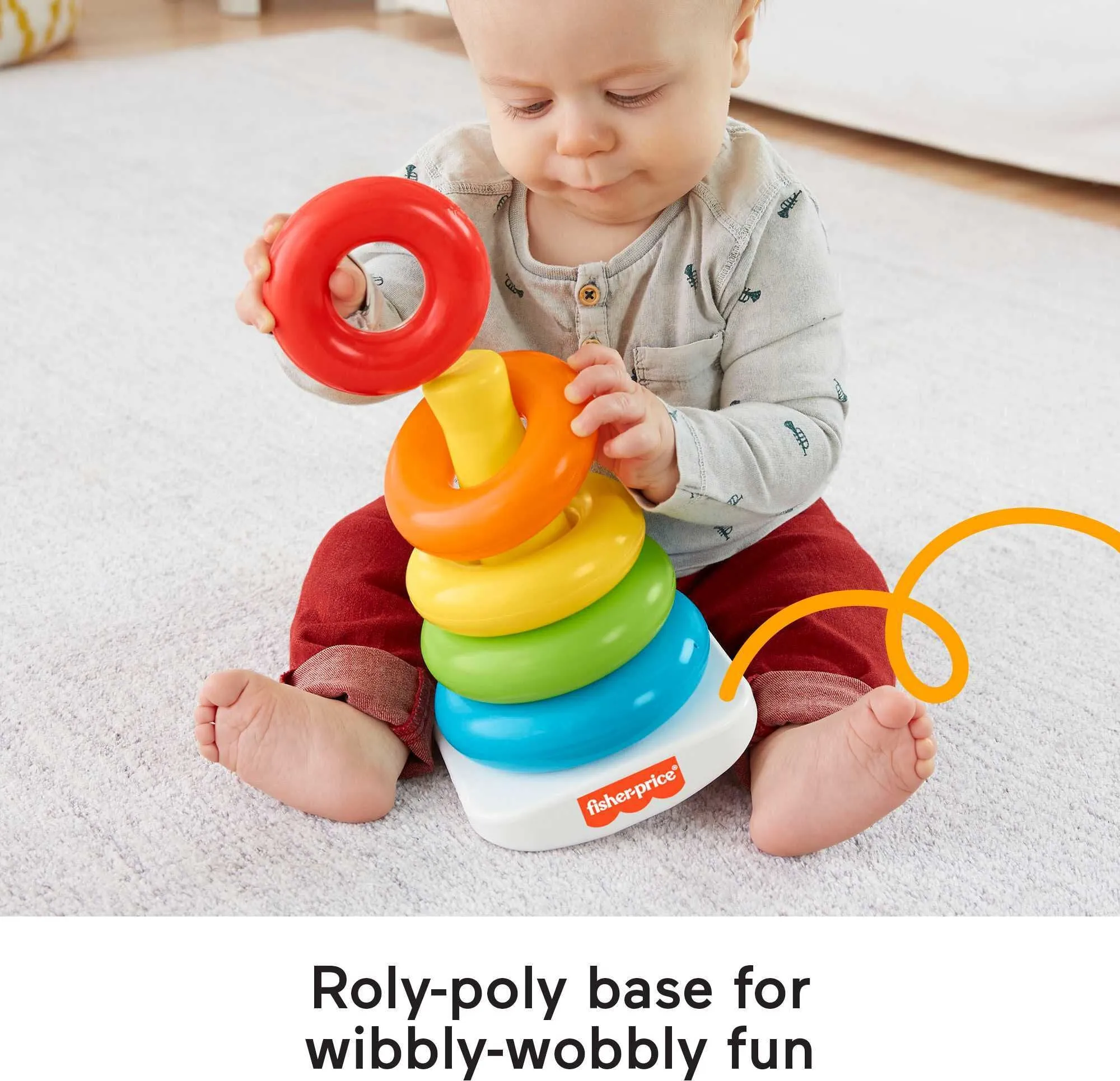 Fisher-Price Rock-a-Stack Baby Toy, Classic Ring Stacking Toy for Infants and Toddlers
