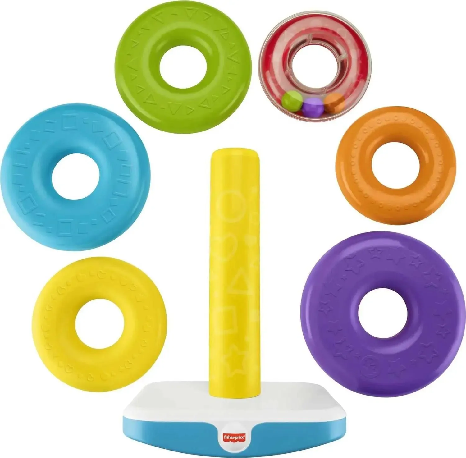 Fisher-Price Toddler Toy Giant Rock-A-Stack, 6 Stacking Rings with Roly-Poly Base for Ages 1  Years, 14  Inches Tall