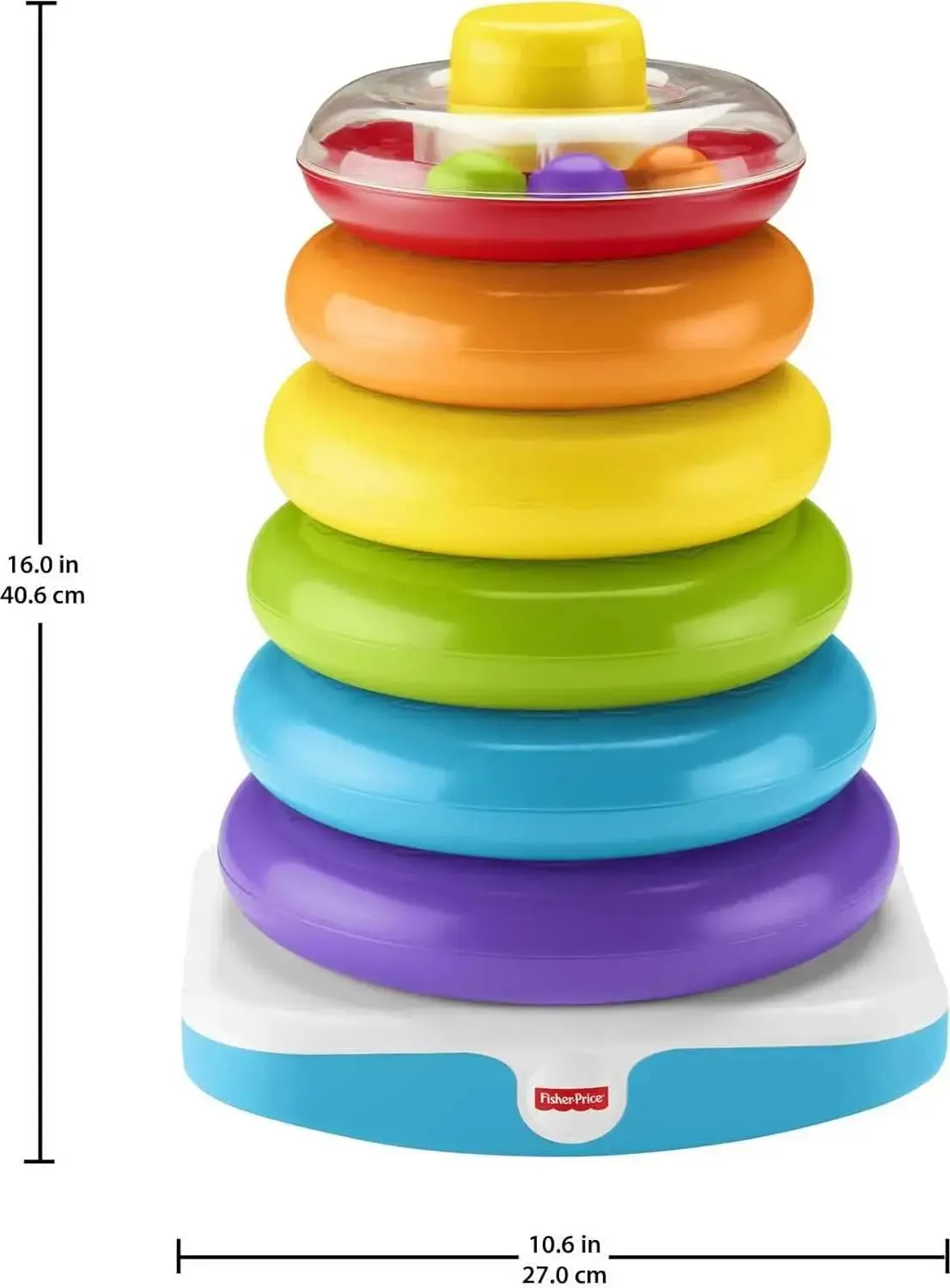 Fisher-Price Toddler Toy Giant Rock-A-Stack, 6 Stacking Rings with Roly-Poly Base for Ages 1  Years, 14  Inches Tall