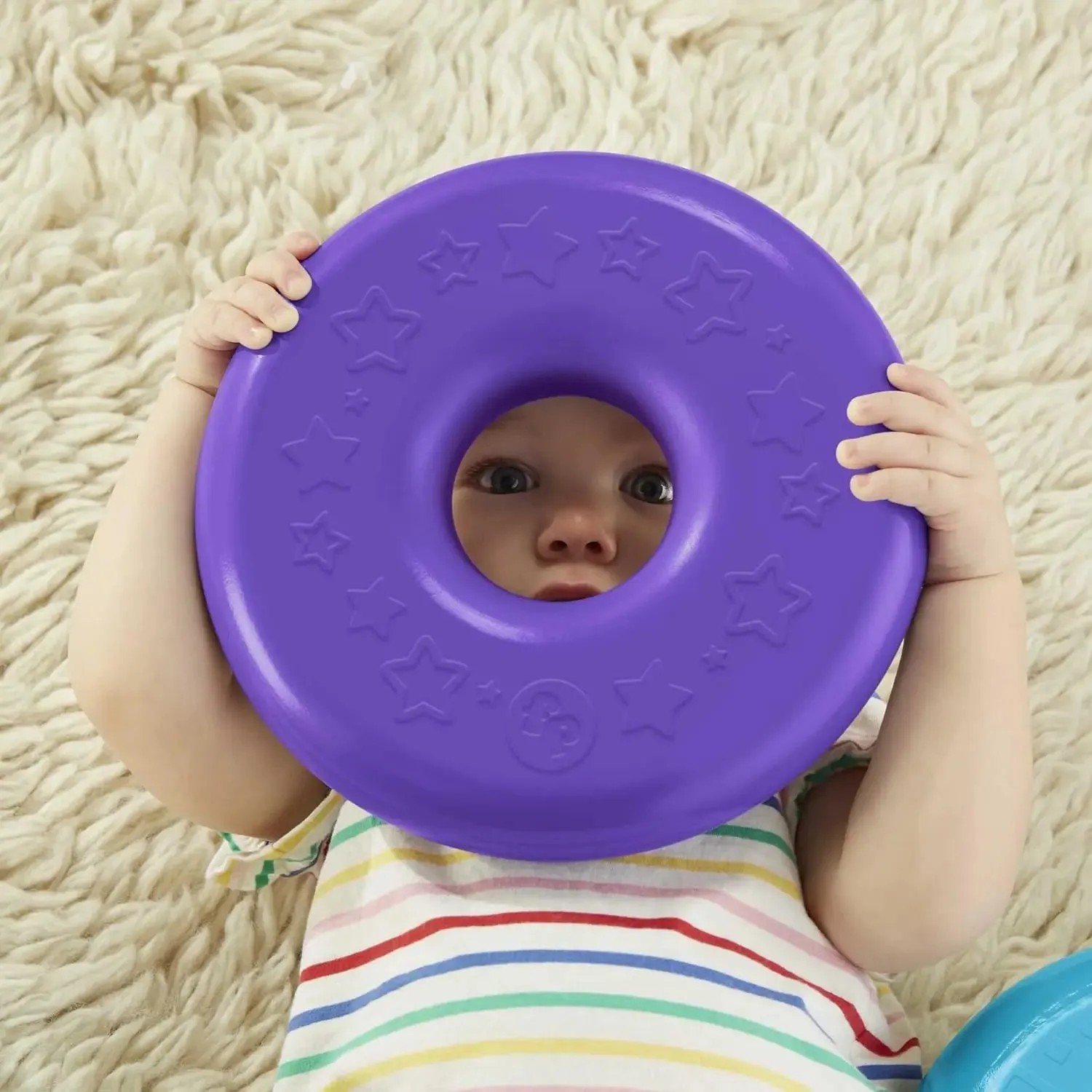 Fisher-Price Toddler Toy Giant Rock-A-Stack, 6 Stacking Rings with Roly-Poly Base for Ages 1  Years, 14  Inches Tall
