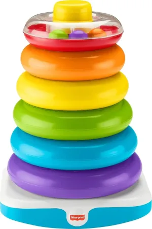 Fisher-Price Toddler Toy Giant Rock-A-Stack, 6 Stacking Rings with Roly-Poly Base for Ages 1  Years, 14  Inches Tall