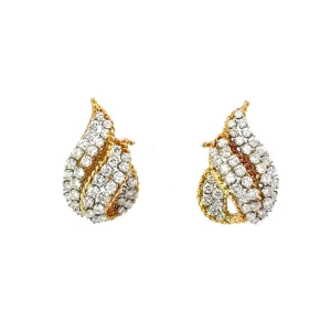 Flame Diamond Earrings Platinum and 18K Yellow Gold