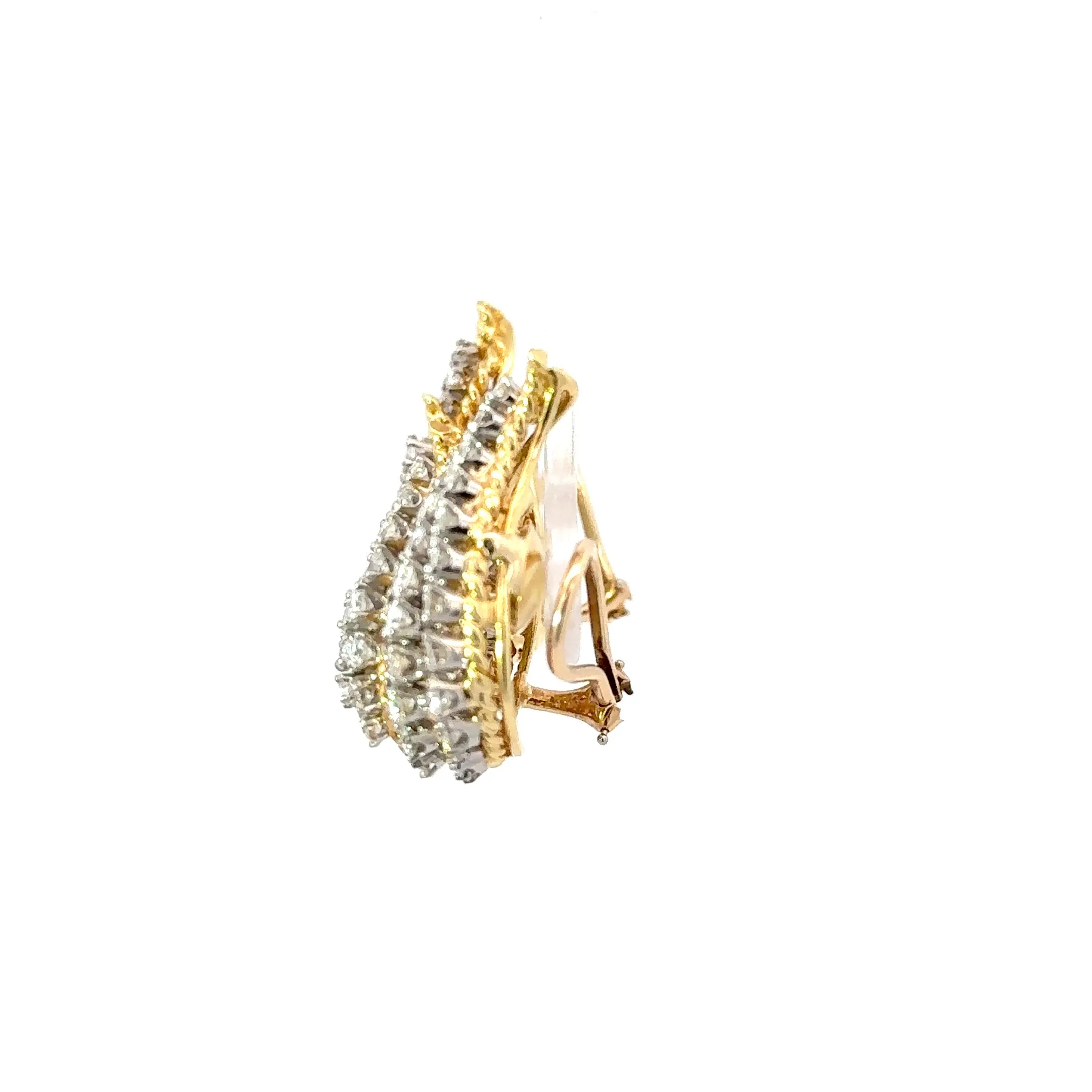 Flame Diamond Earrings Platinum and 18K Yellow Gold
