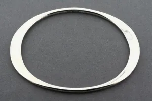 flattened oval bangle - small - sterling silver