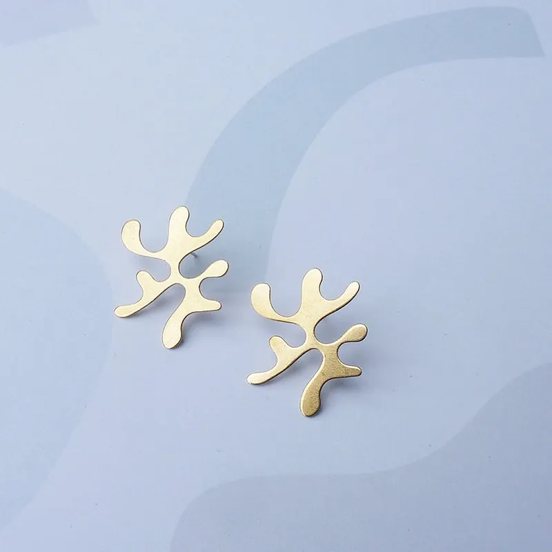 Flora Wavy Studs | Brass | by Custom Made