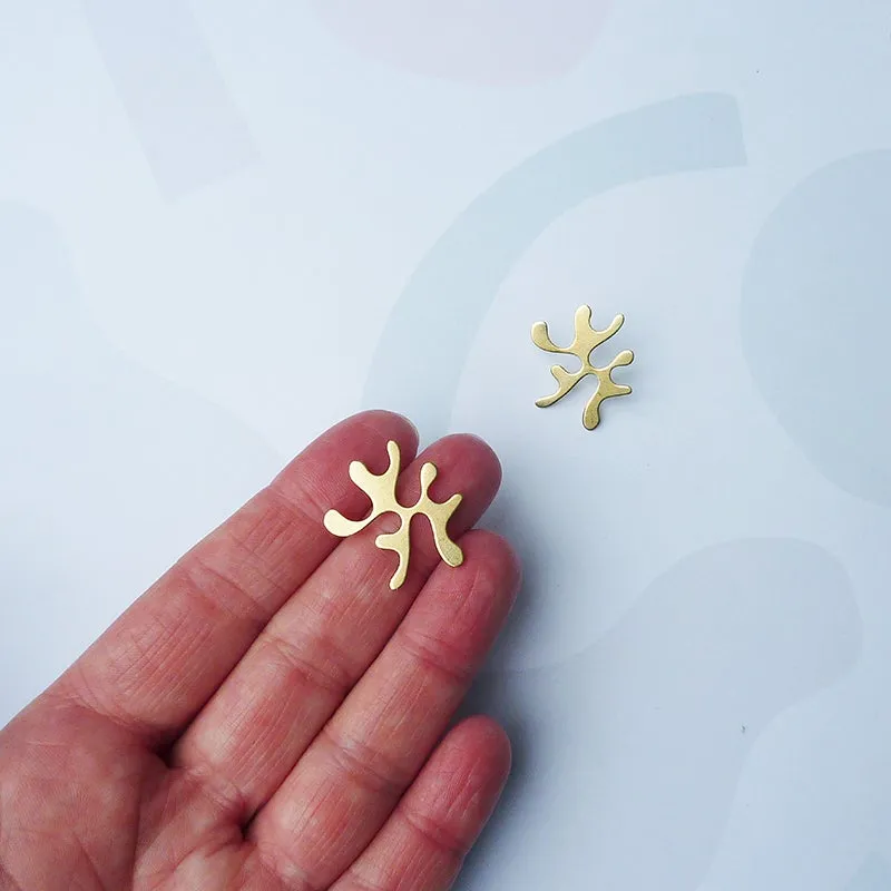 Flora Wavy Studs | Brass | by Custom Made