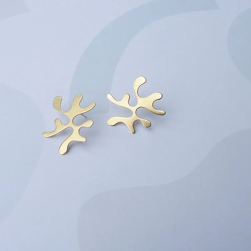 Flora Wavy Studs | Brass | by Custom Made